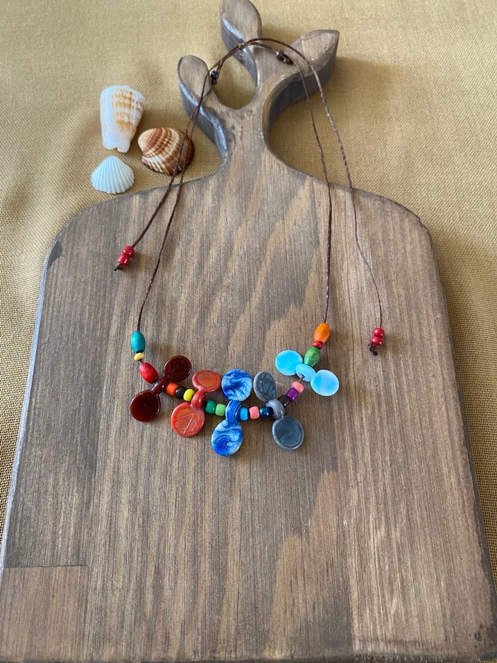 Renkli cam Boncuklu Uzun Kolye - Görsel 2