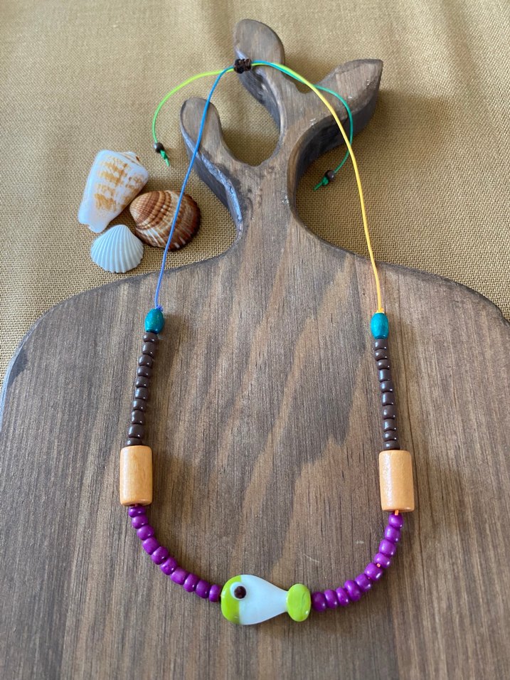 Uzun Renkli Boncuklu  Kolye - Görsel 2