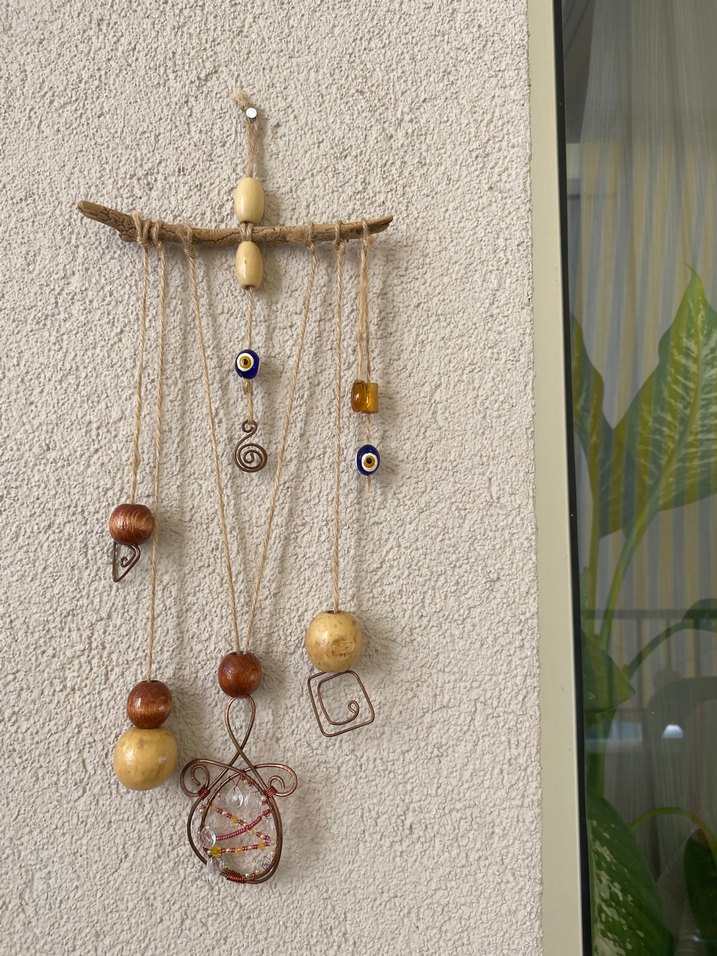 Dekoratif Ahşap ve Boncuklu Duvar Süsü - Görsel 2