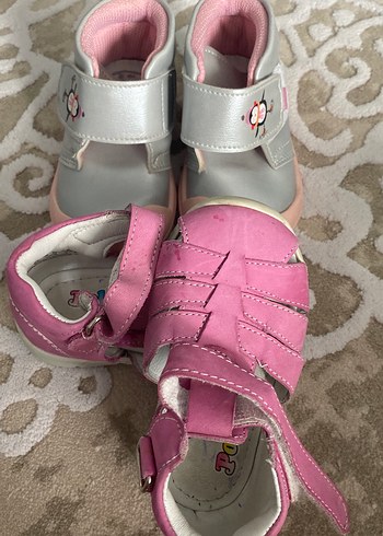 Kız Bebek İlk Adım Ayakkabısı Pembe ve Gri