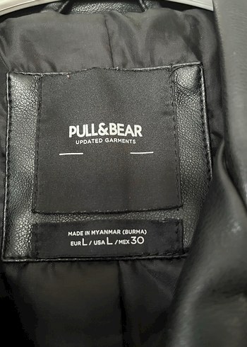 l Beden Siyah Kemerli pull and bear Deri Ceket