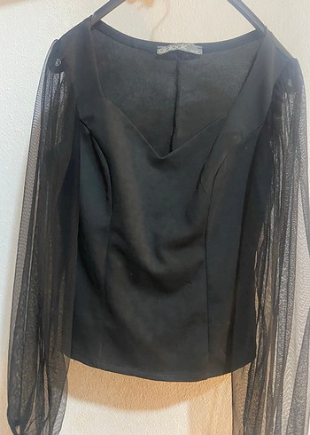 Deri Kemerli Mini Kadın Bluz - Görsel 5