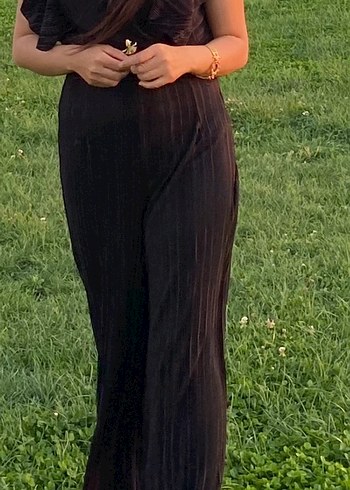 Kadın Siyah Piliseli Uzun Tulum - Görsel 3