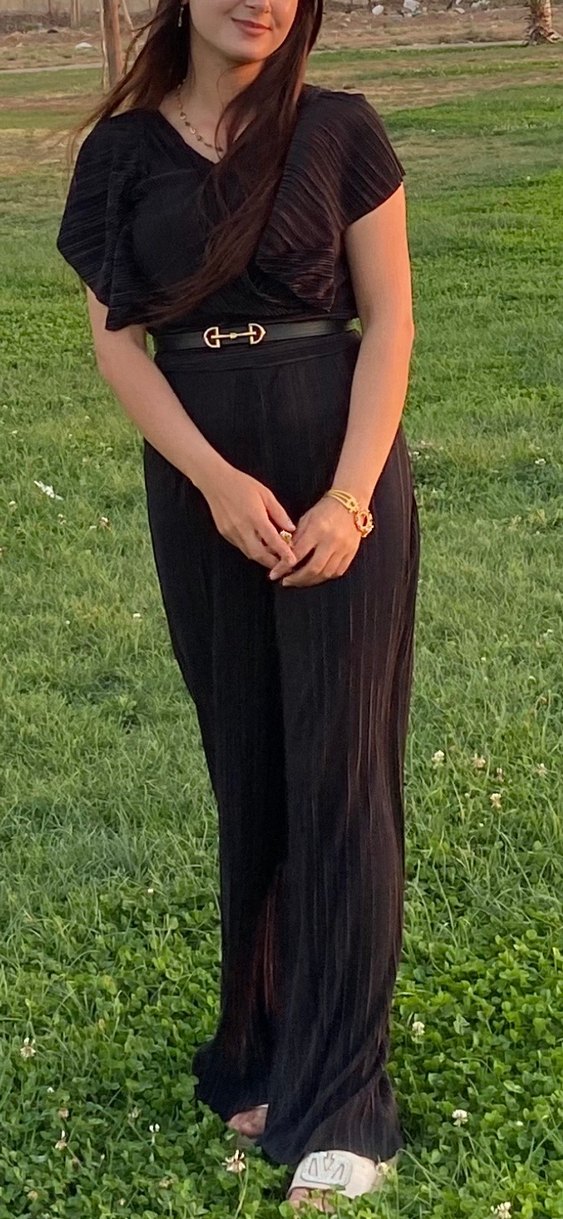 Kadın Siyah Piliseli Uzun Tulum - Görsel 2