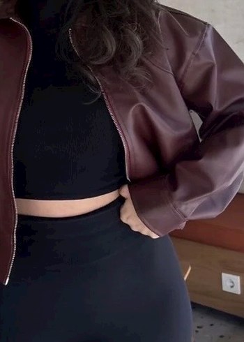 Kahverengi Deri Kadın Ceket - Görsel 2