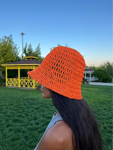 Beden El Yapımı Hasır Örme Bucket Şapka