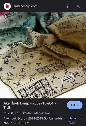 Aker AKER İPEK EŞARP