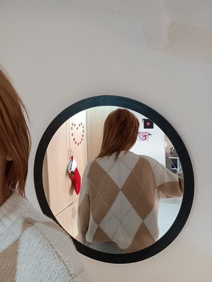 Bej Ekose Desenli Balıkçı Yaka Triko Kazak - Görsel 3