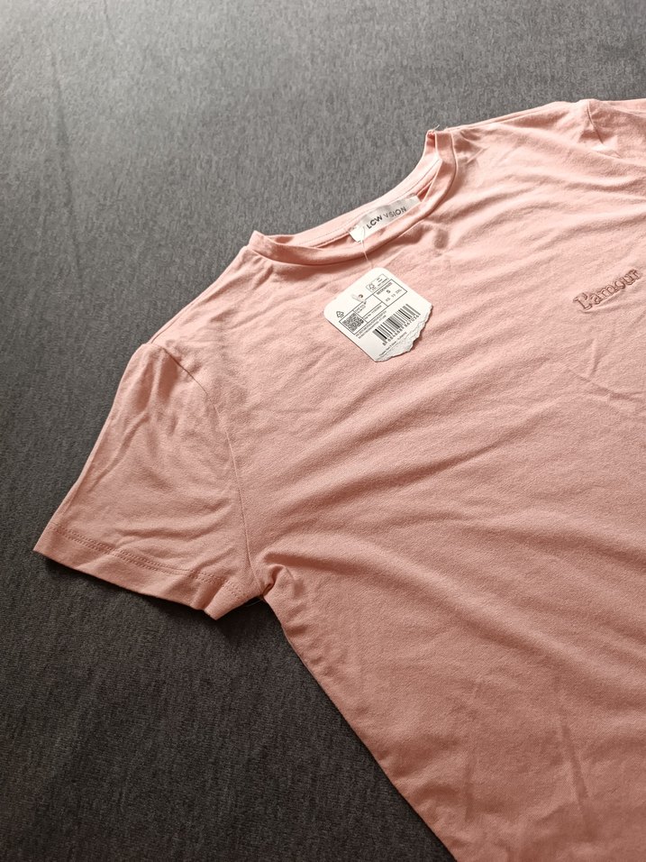 Pembe Pamuklu Kadın Tişört - Görsel 4