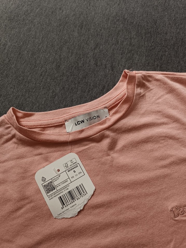 Pembe Pamuklu Kadın Tişört - Görsel 2