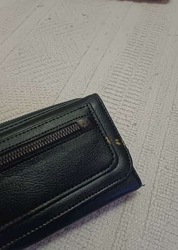 Diğer Fermuarlı Siyah Deri Kadın Cüzdan