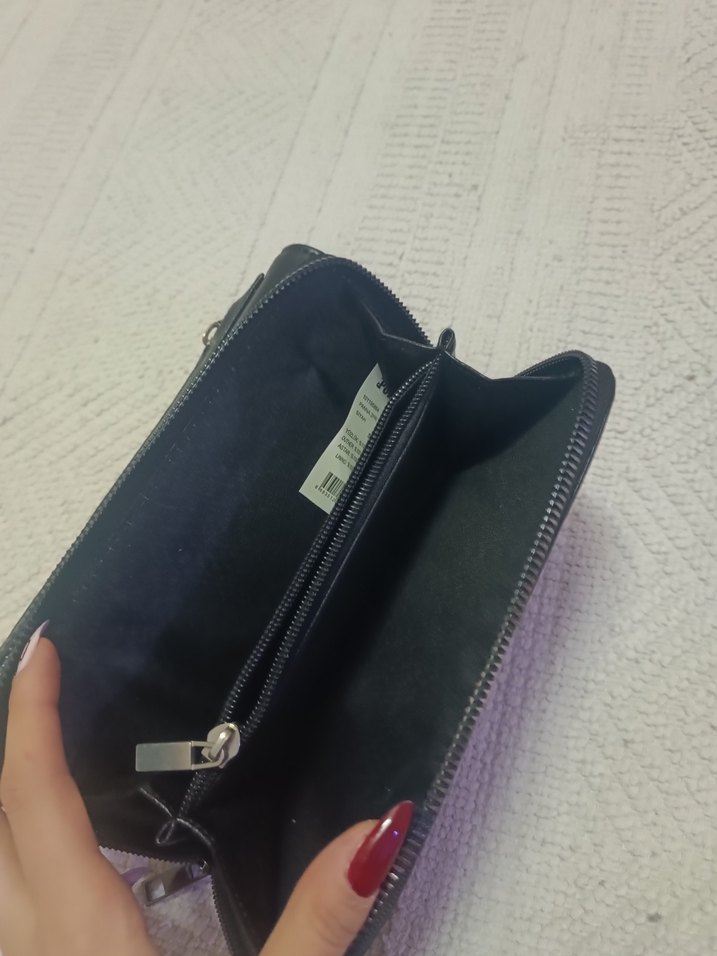 Fermuarlı Siyah Deri Kadın Cüzdan - Görsel 4
