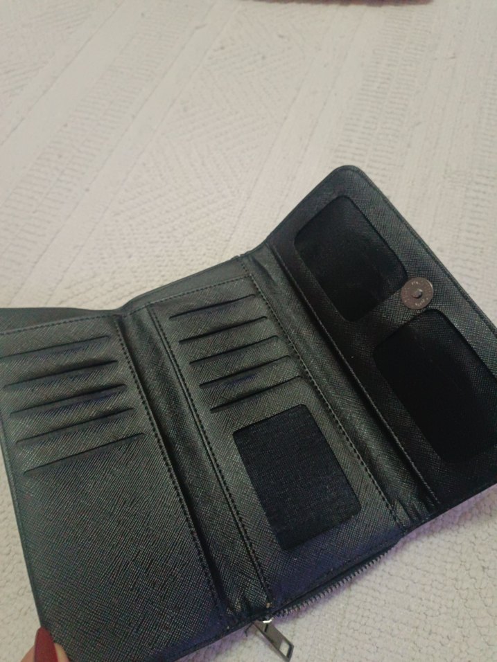 Fermuarlı Siyah Deri Kadın Cüzdan - Görsel 3