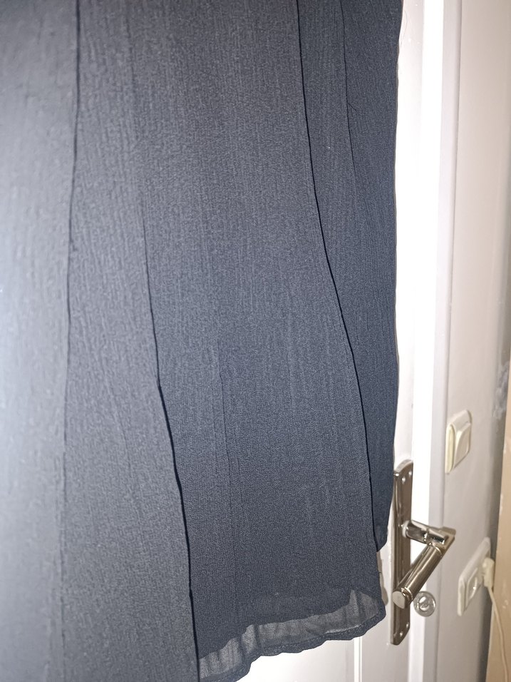 Siyah Yüksek Yakalı Mini Siyah Elbise - Görsel 2