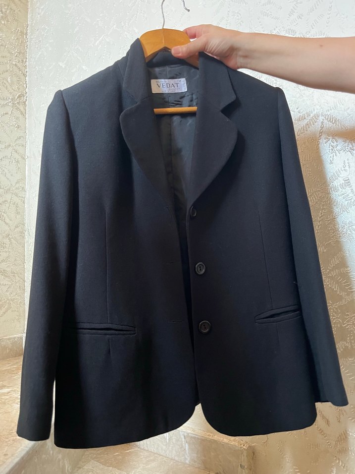 Siyah Kadın Ofis Blazeri Düğmeli - Görsel 2