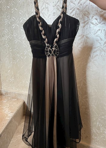 Uzun Siyah Straplez Gotik Abiye Elbise
