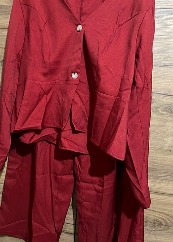 Kırmızı Kadın Uzun Takım Elbise - Görsel 3