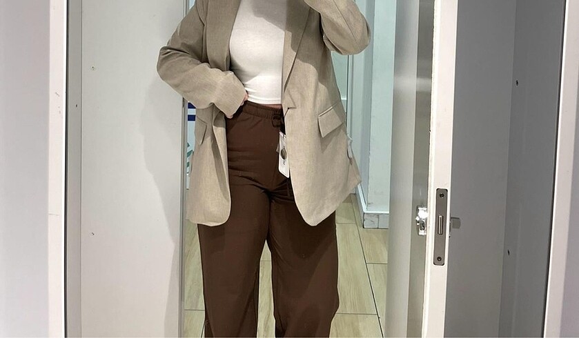 Stradivarius stradivarius keten karışımlı pantolon