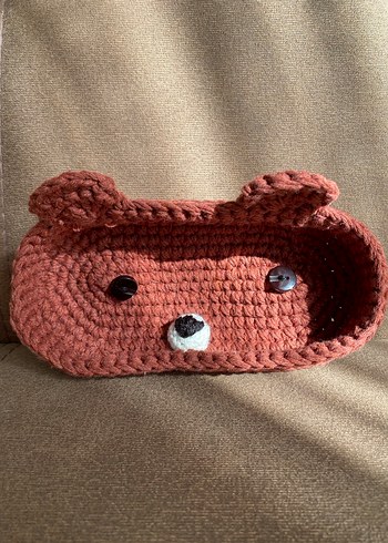 Kahverengi ve Beyaz Sevimli Figürlü Gözlük ve Takı Koyma Kabı - Görsel 2