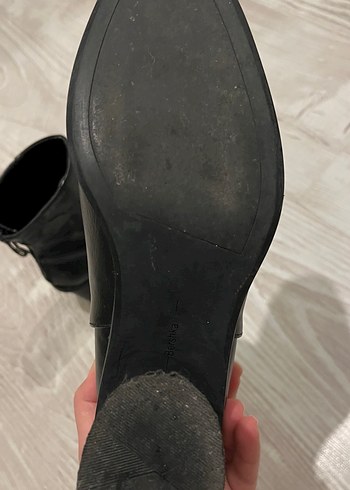 Bershka Kadın Siyah Deri Topuklu Bot - Görsel 5