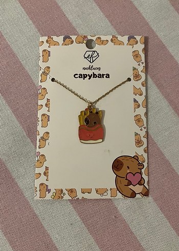 Kahverengi Capybara Zincir Detaylı Midi Kolye - Görsel 2