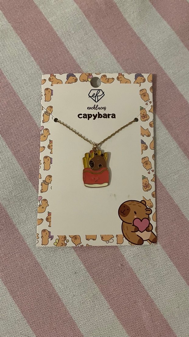 Kahverengi Capybara Zincir Detaylı Midi Kolye - Görsel 2