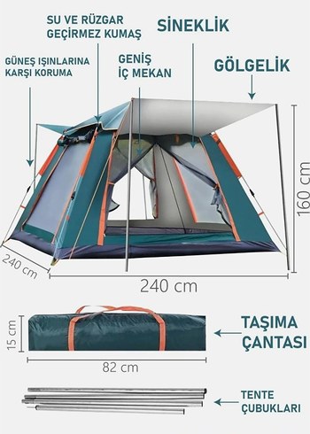 Otomatik 6 Kişilik Tente Çadır - Görsel 2
