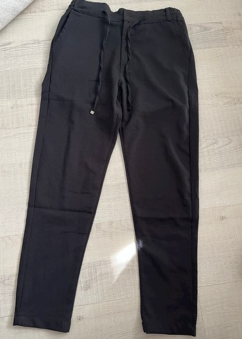 Siyah unisex Rahat Kesim Kumaş Pantolon