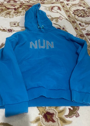 Mavi Kapüşonlu Kadın Sweatshirt