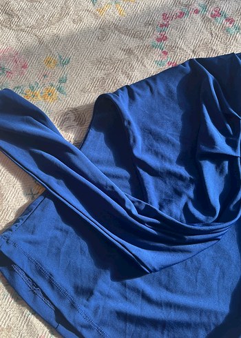 36 Beden mavi Renk Kadın Mavi Uzun Kollu Salaş Bluz