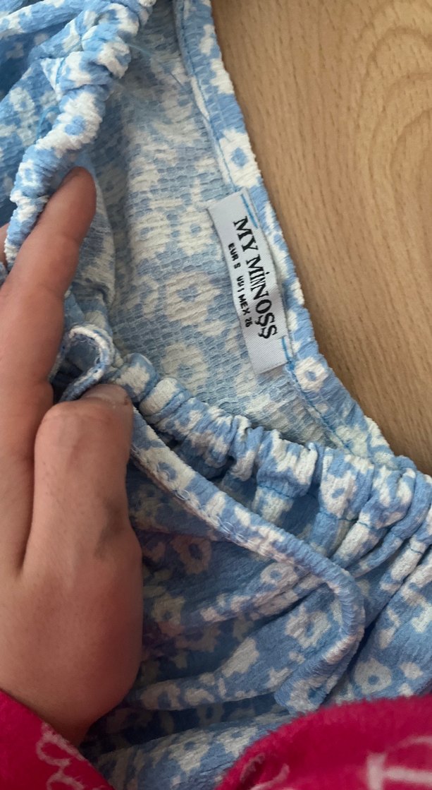 Mavi Çiçek Desenli Bohem Midi Elbise - Görsel 4