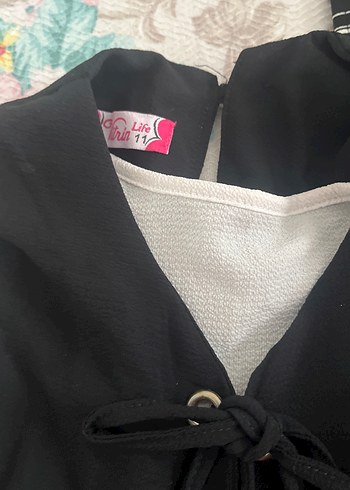 Siyah Nakışlı Uzun Kollu Kız Bluzu - Görsel 2