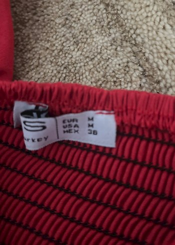 Uzun Kırmızı Straplez Fırfırlı Kadın Elbise - Görsel 2