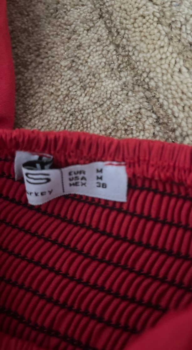 Uzun Kırmızı Straplez Fırfırlı Kadın Elbise - Görsel 2