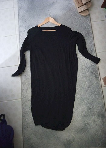 Siyah Uzun Kollu Salaş Keten Tunik - Görsel 2