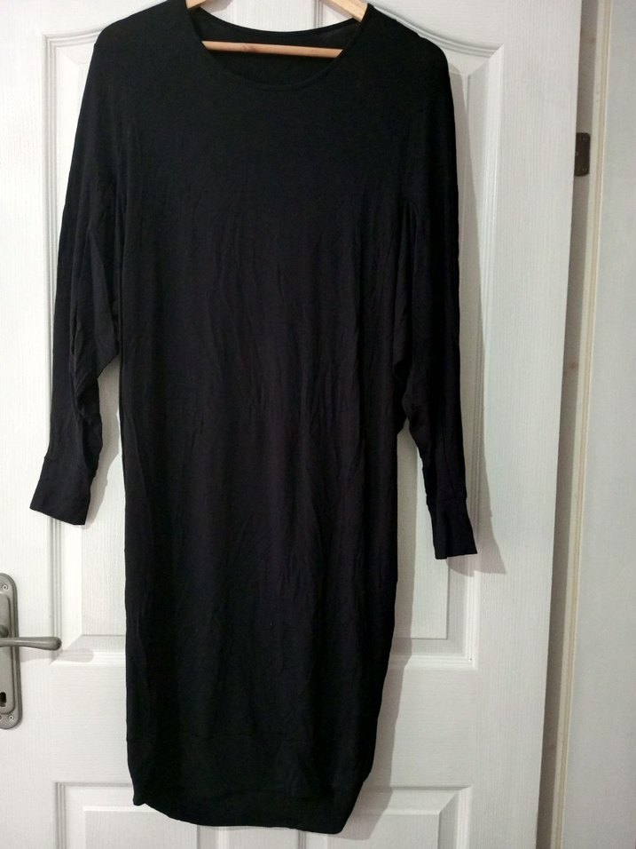 Siyah Uzun Kollu Salaş Keten Tunik - Görsel 3