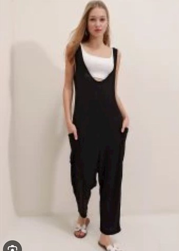 Simurhg Siyah Salaş Kadın Tulum - Görsel 3