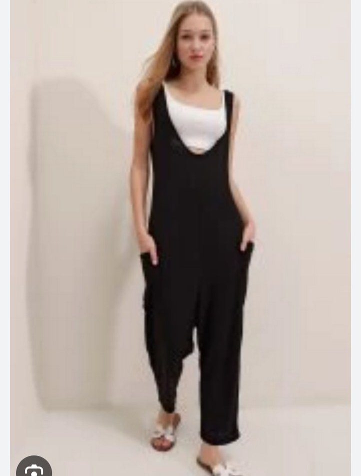 Simurhg Siyah Salaş Kadın Tulum - Görsel 3