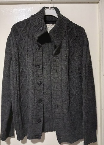 Colins Düğmeli Siyah Erkek Yün Hırka - Görsel 3