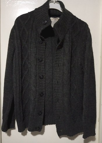 Colins Düğmeli Siyah Erkek Yün Hırka - Görsel 2