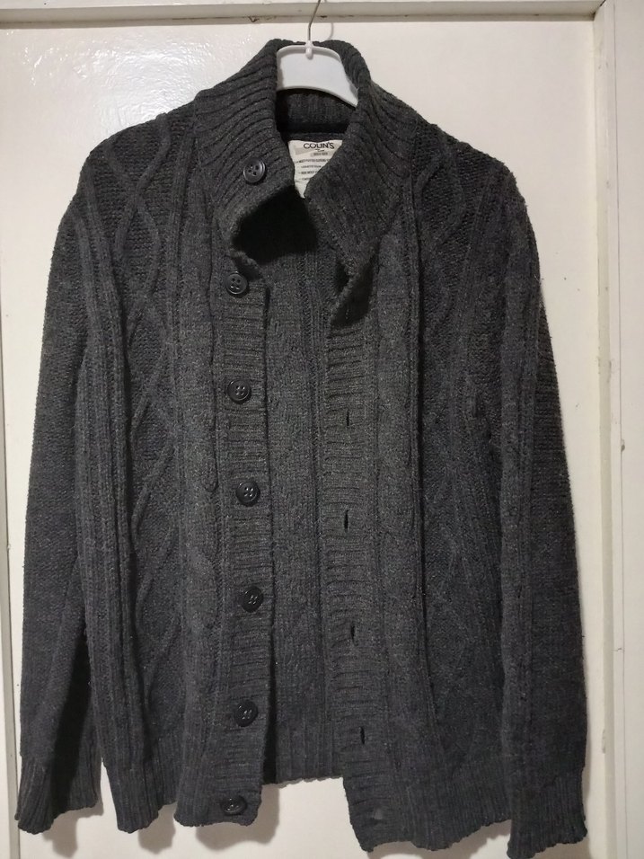 Colins Düğmeli Siyah Erkek Yün Hırka - Görsel 3