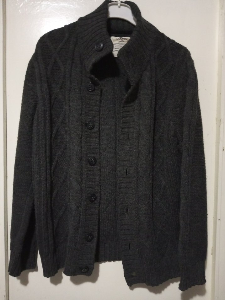 Colins Düğmeli Siyah Erkek Yün Hırka - Görsel 2