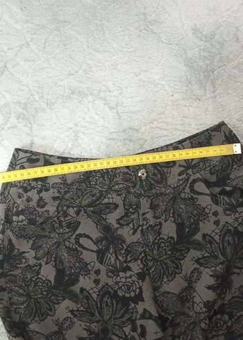 Bohem Desenli Uzun Gri Kadın pantolon - Görsel 7