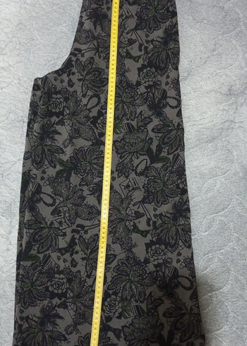 Bohem Desenli Uzun Gri Kadın pantolon - Görsel 6