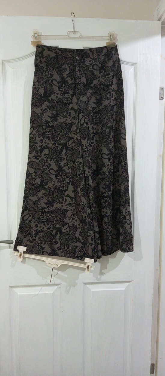 Bohem Desenli Uzun Gri Kadın pantolon - Görsel 2