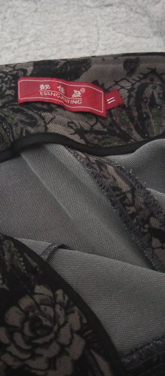 Bohem Desenli Uzun Gri Kadın pantolon - Görsel 5