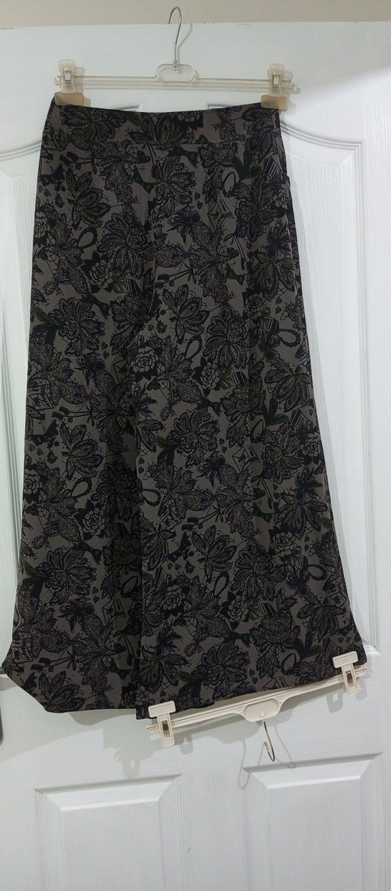 Bohem Desenli Uzun Gri Kadın pantolon - Görsel 4