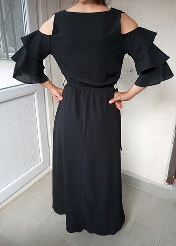 Diğer Siyah V Yaka Uzun Salaş Gotik Elbise