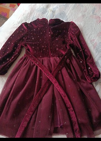 Bordo Parıltılı Kız Çocuk Elbisesi - Görsel 4