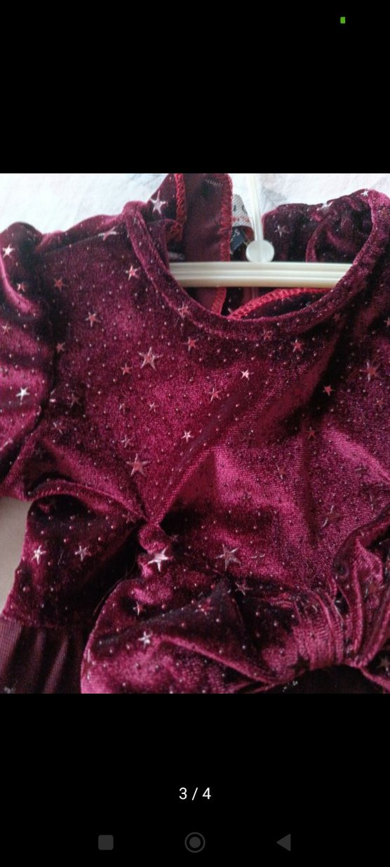 Bordo Parıltılı Kız Çocuk Elbisesi - Görsel 2